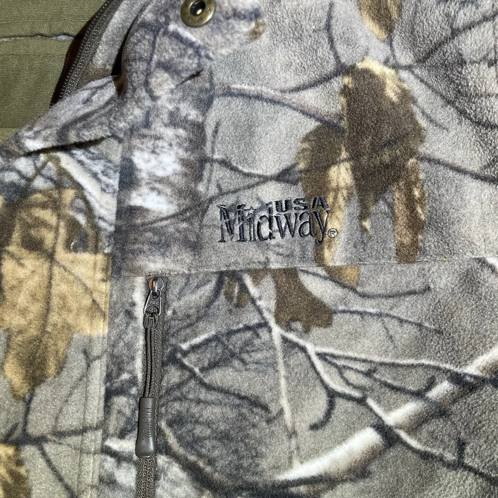 Camouflage Fleece Jacket Windproof Midway USA Men's Size L Hunting Coat NRA Camo